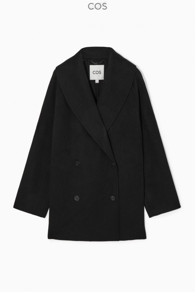 Black COS Oversized Shawl-Collar Wool Jacket Coats & Jackets | 697125-LJF