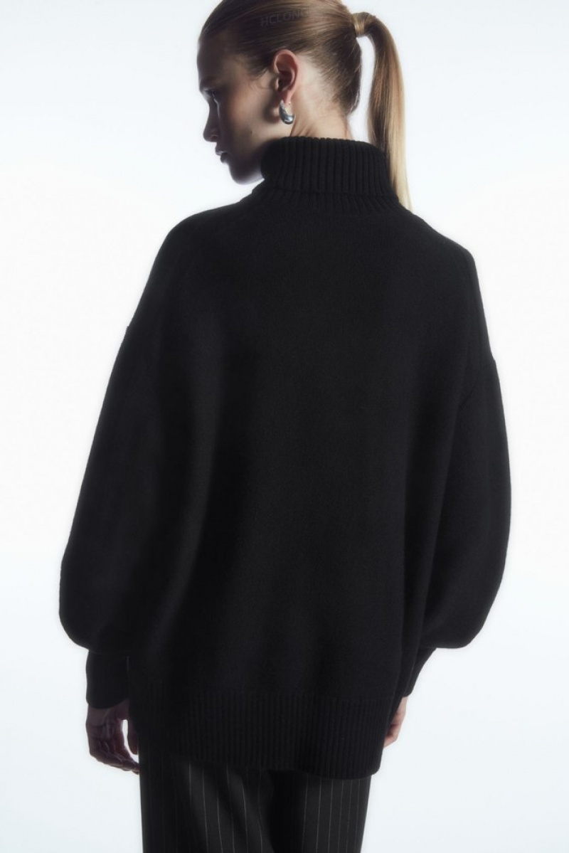 Black COS Oversized Wool Roll-Neck Jumper Knitwear & Cardigans | 794652-URF