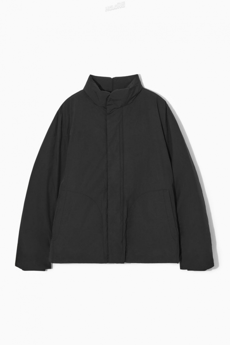 Black COS Padded Magnetic-Collar Jacket Coats & Jackets | 420917-KPE