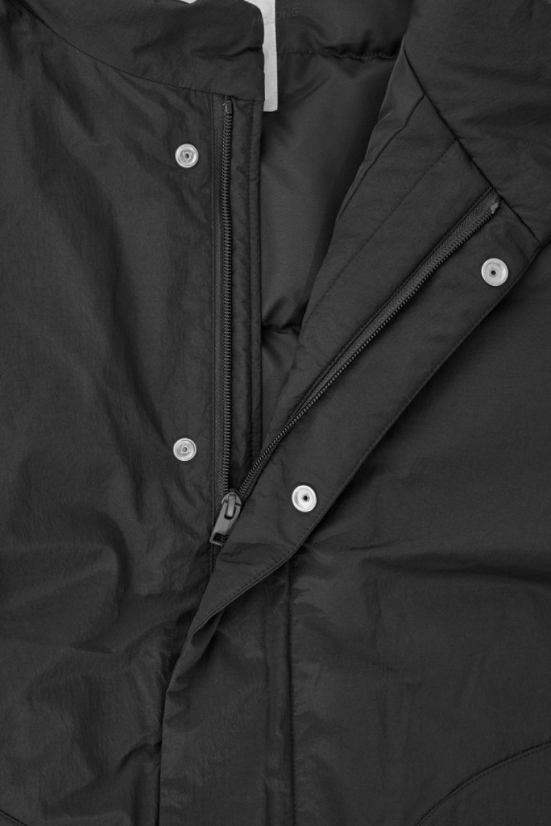 Black COS Padded Magnetic-Collar Jacket Coats & Jackets | 420917-KPE