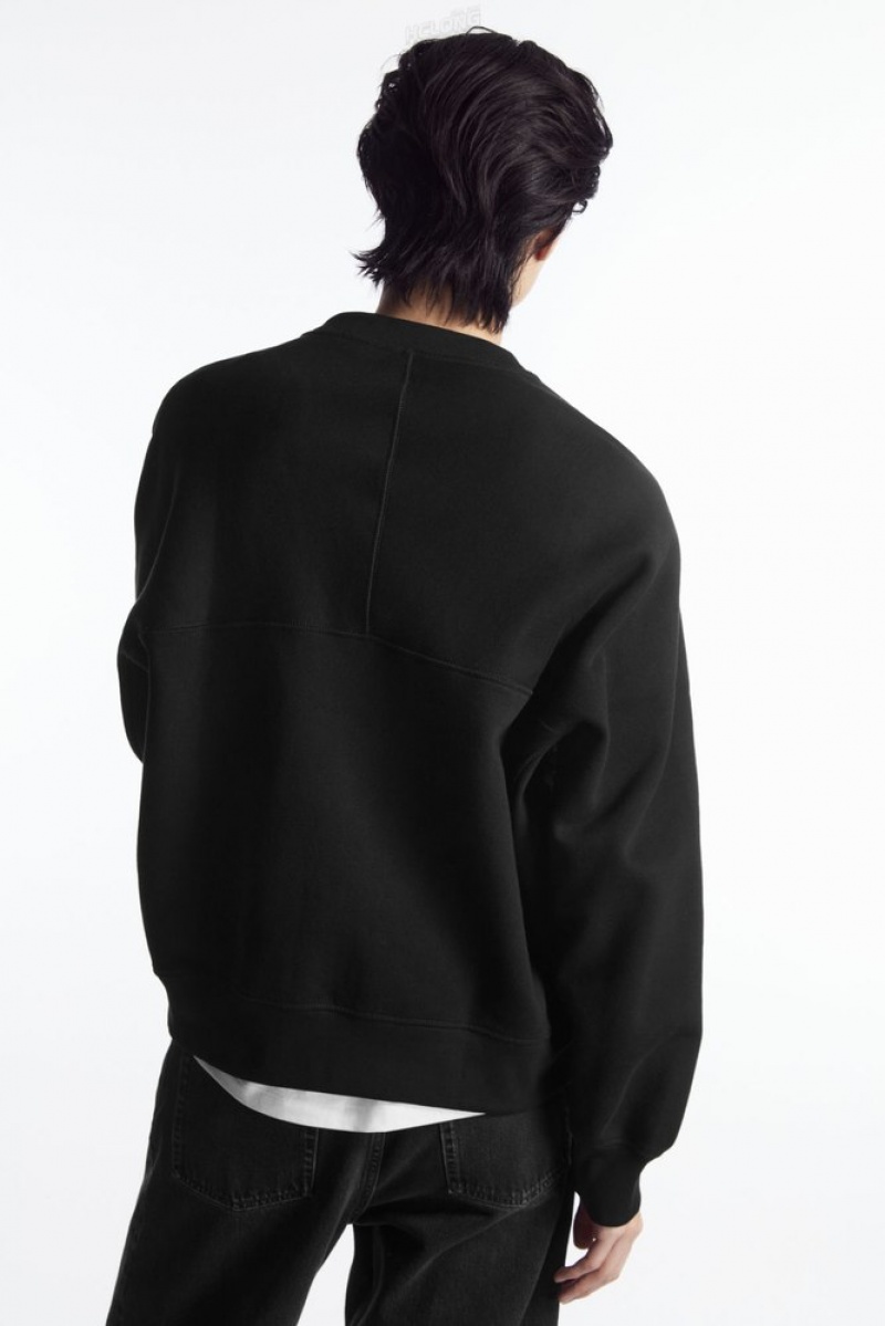 Black COS Paneled Sweatshirt Sweatshirts & Hoodies | 759418-XRM