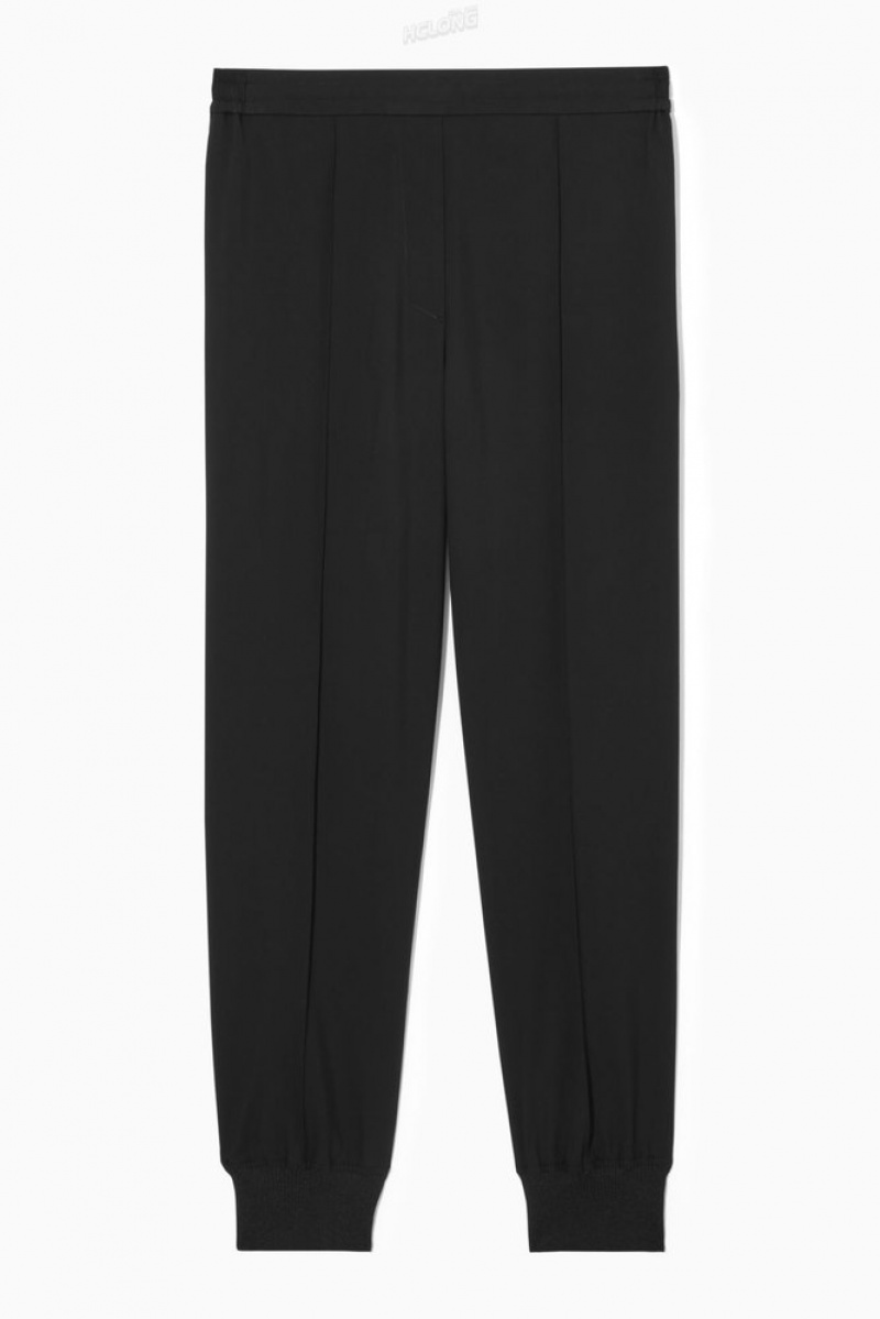 Black COS Pintucked Elasticated Tailored Joggers Pants | 138062-GWL