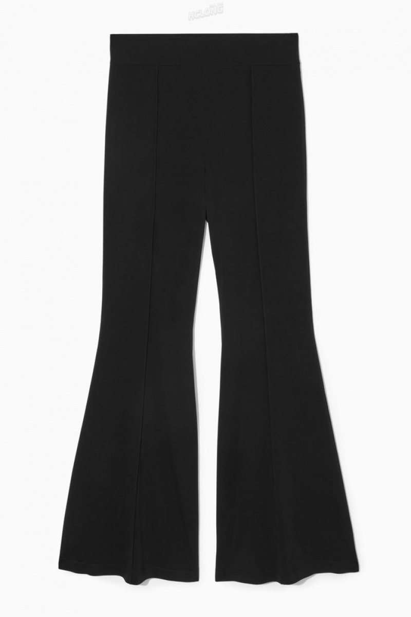 Black COS Pintucked Flared Pants Pants | 126304-YNA