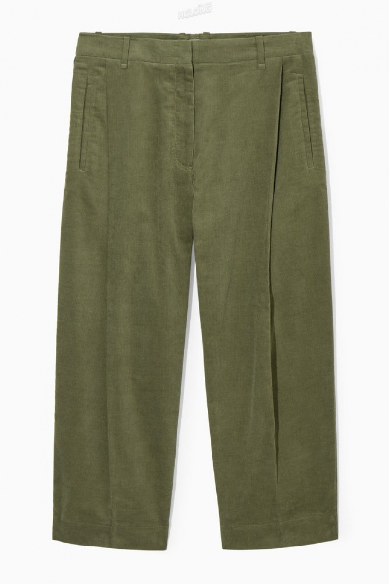 Black COS Pleated Barrel-Leg Corduroy Pants Pants | 490853-URQ