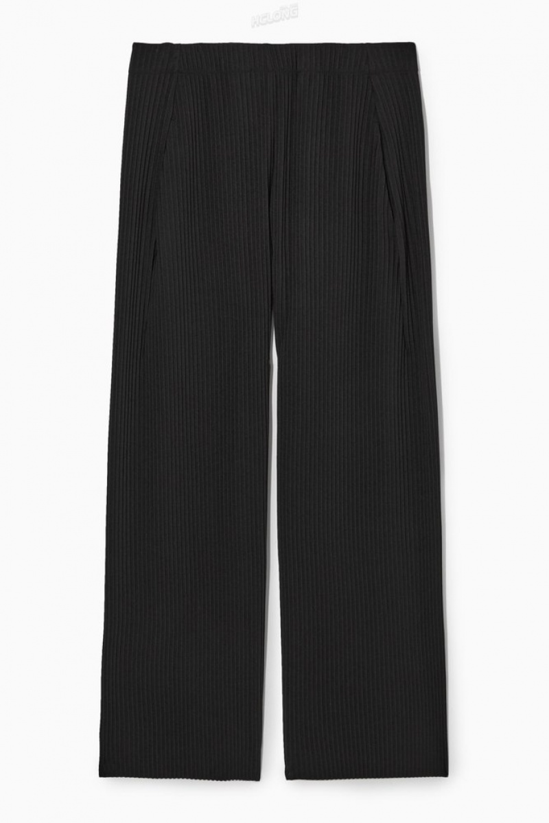 Black COS Pleated Elasticated Pants Chinos | 294758-OUX