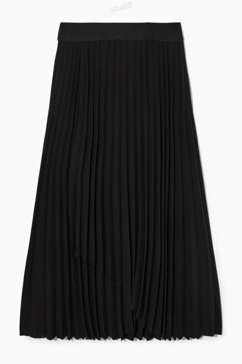 Black COS Pleated Maxi Skirt Skirts | 517023-VAW