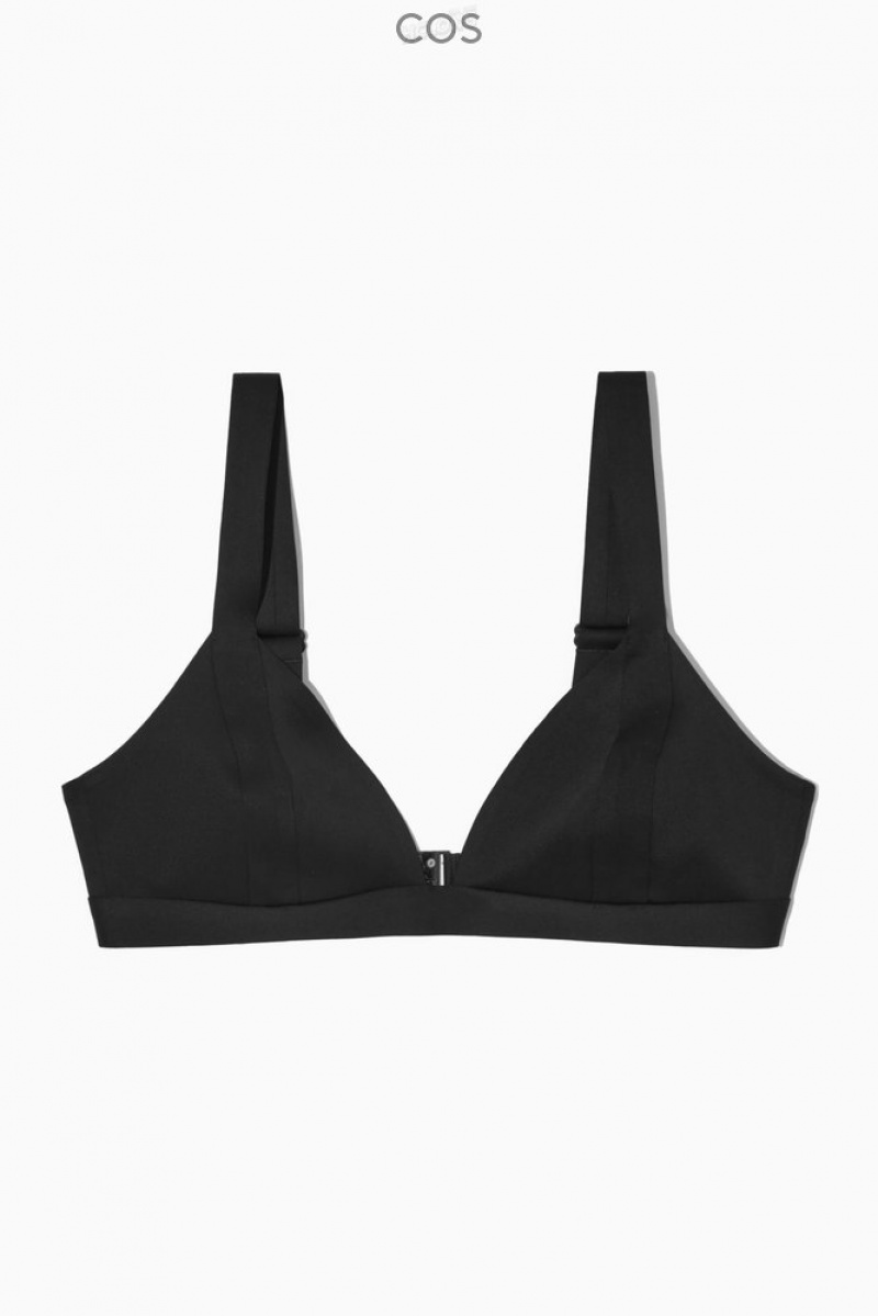 Black COS Plunge Triangle Bikini Top Swimwear | 250469-LZX