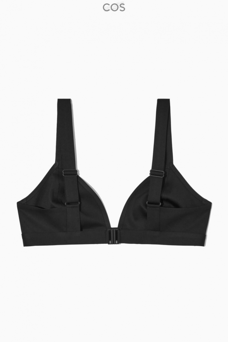 Black COS Plunge Triangle Bikini Top Swimwear | 250469-LZX