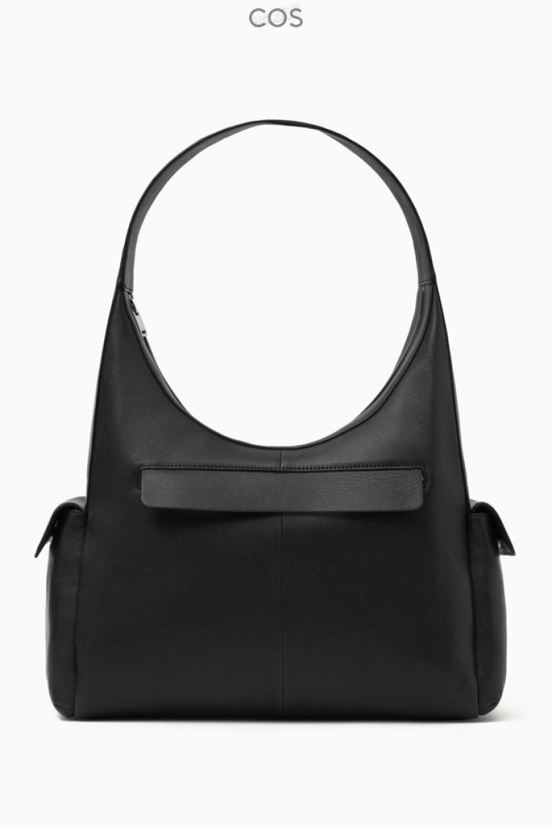 Black COS Pocket Shoulder Bag - Leather Bags | 795438-PNC