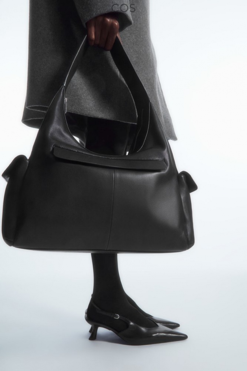 Black COS Pocket Shoulder Bag - Leather Bags | 795438-PNC