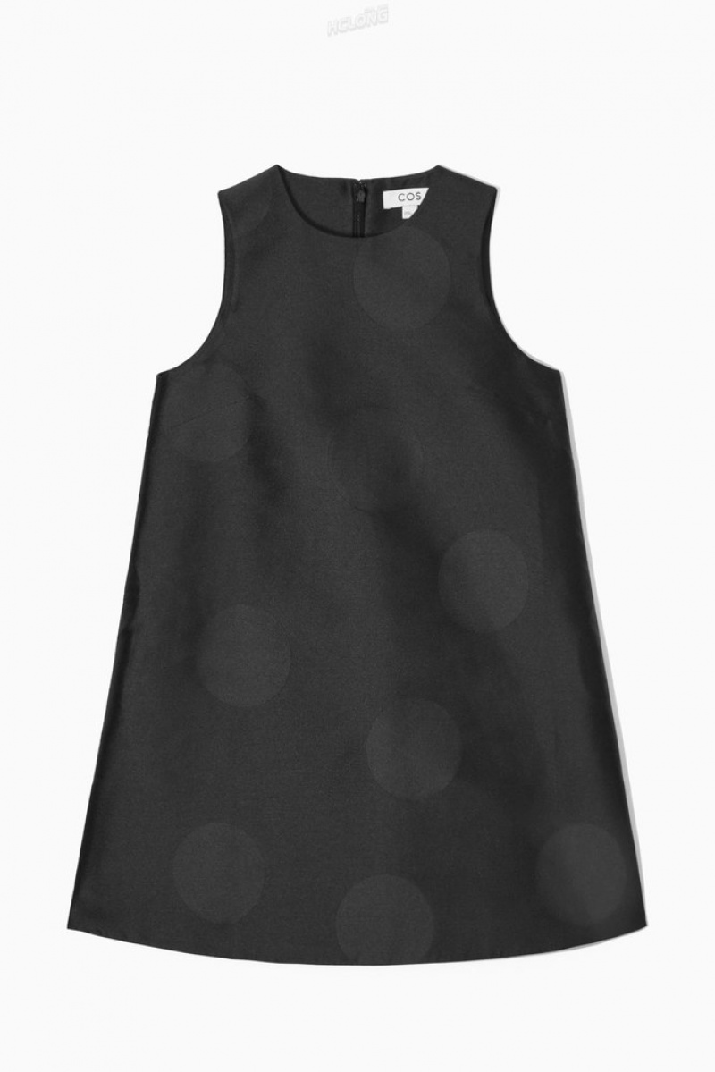 Black COS Polka-Dot A-Line Mini Dress Dresses | 142093-CXN