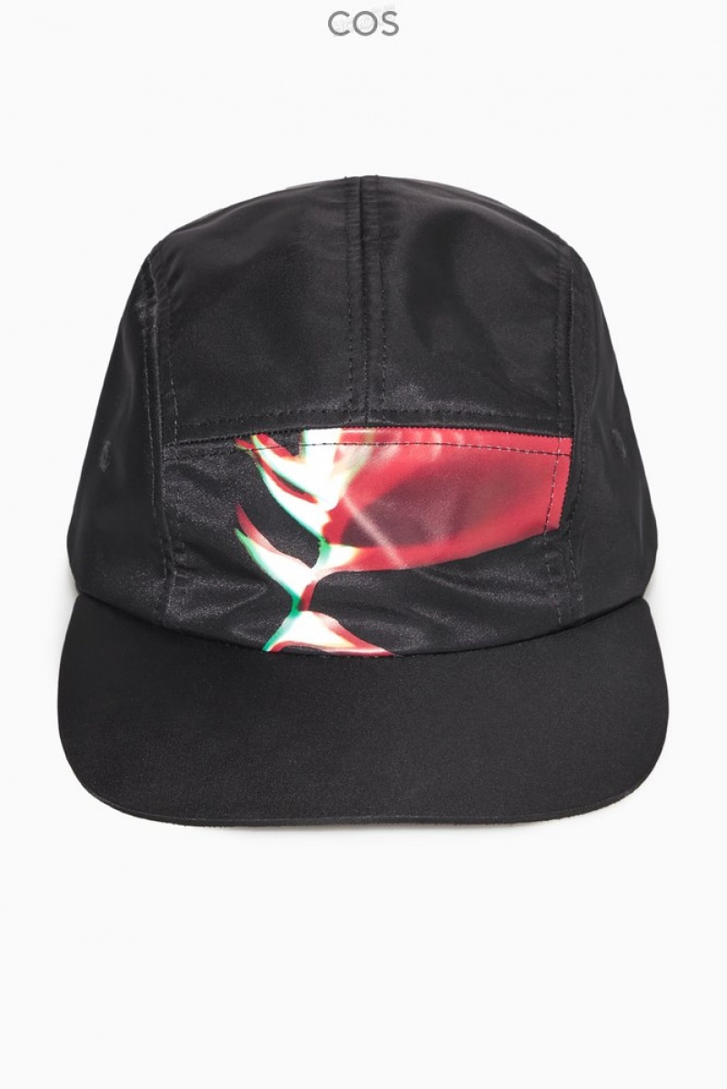 Black COS Printed Baseball Cap Hats | 497265-BEK