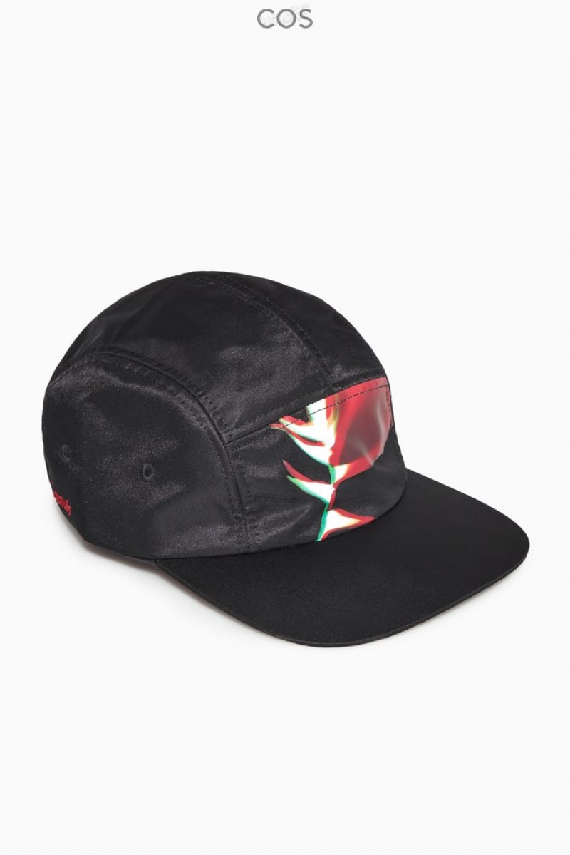 Black COS Printed Baseball Cap Hats | 497265-BEK