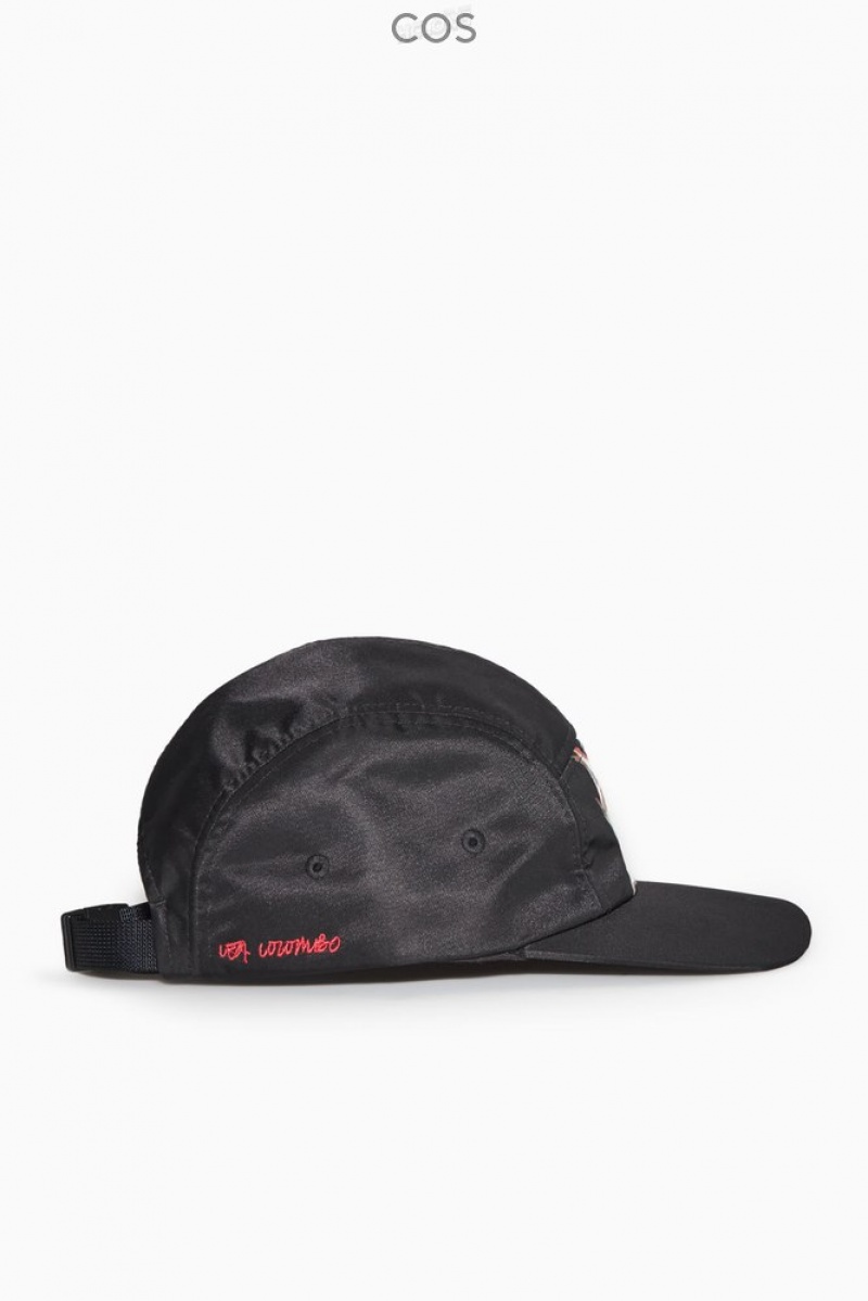 Black COS Printed Baseball Cap Hats | 497265-BEK