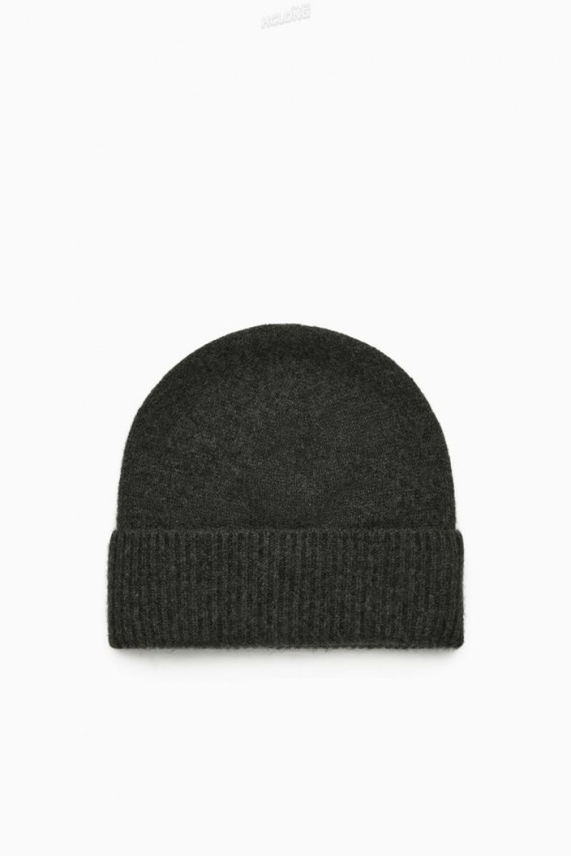 Black COS Pure Cashmere Beanie Hats | 657812-VST