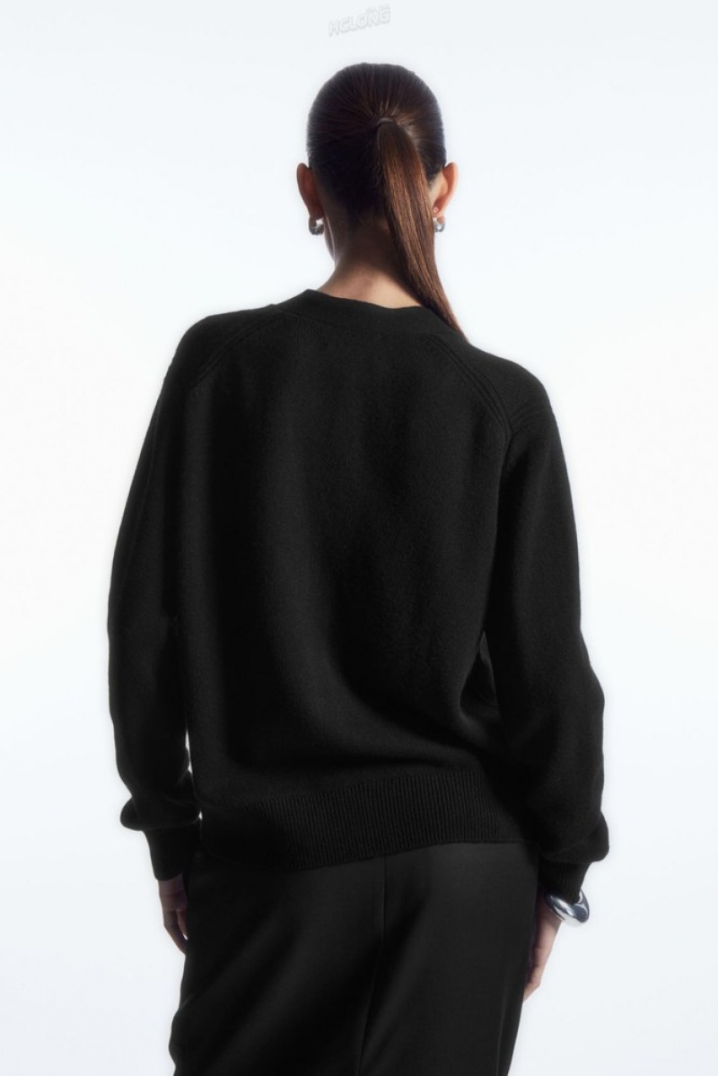 Black COS Pure Cashmere Cardigan Sweaters & Cardigans | 807234-FVZ