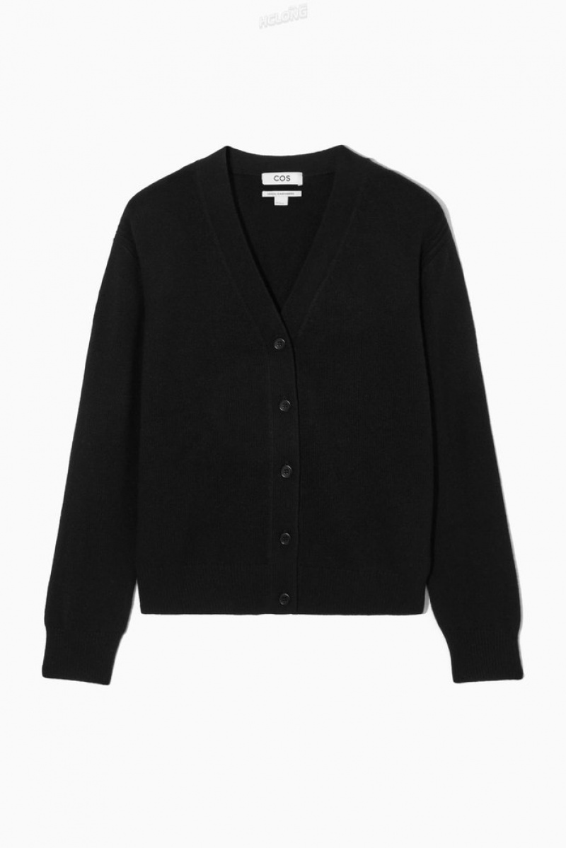 Black COS Pure Cashmere Cardigan Sweaters & Cardigans | 807234-FVZ