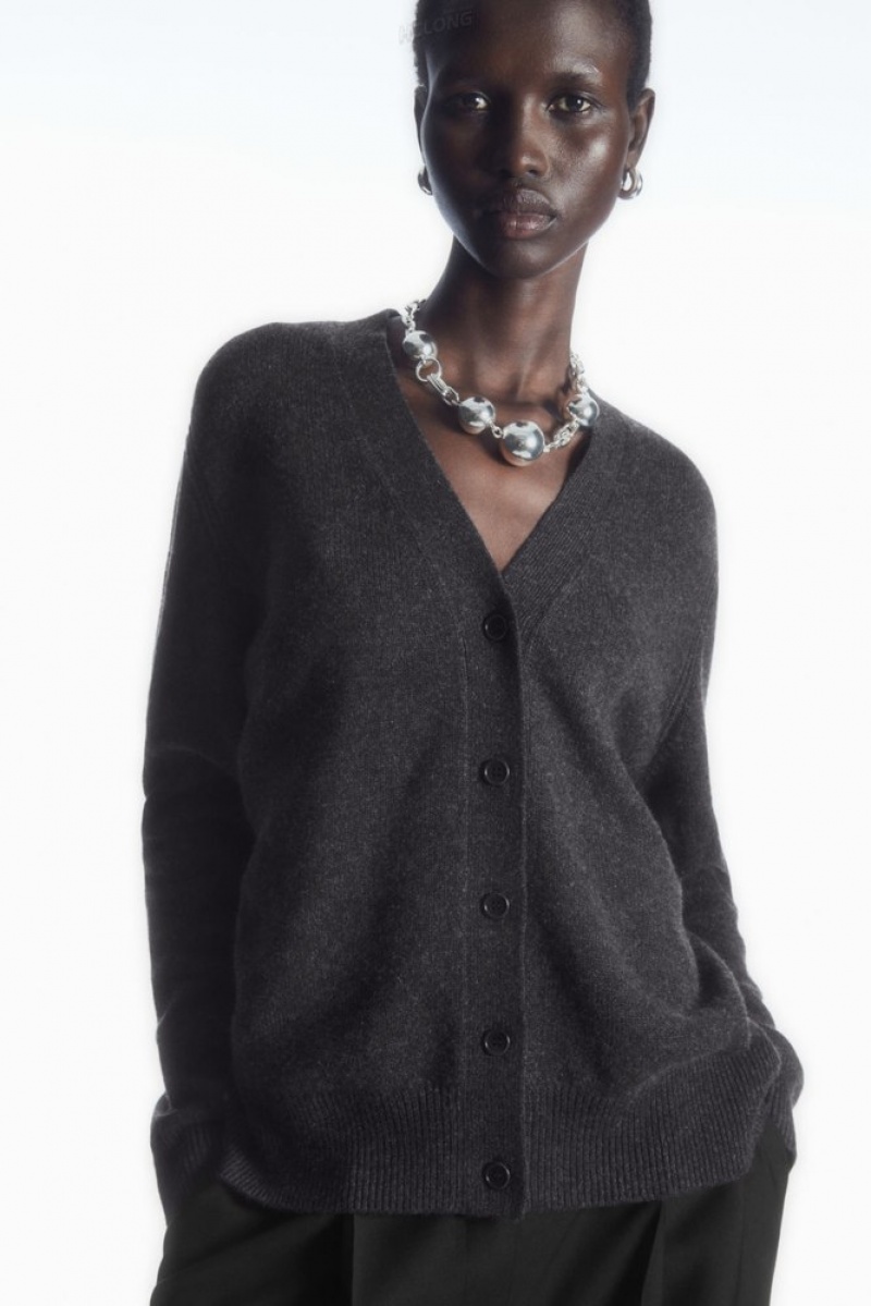 Black COS Pure Cashmere Cardigan Sweaters & Cardigans | 791382-CRF