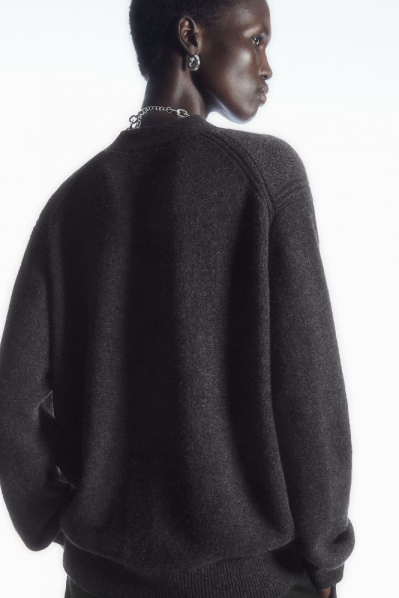 Black COS Pure Cashmere Cardigan Sweaters & Cardigans | 791382-CRF