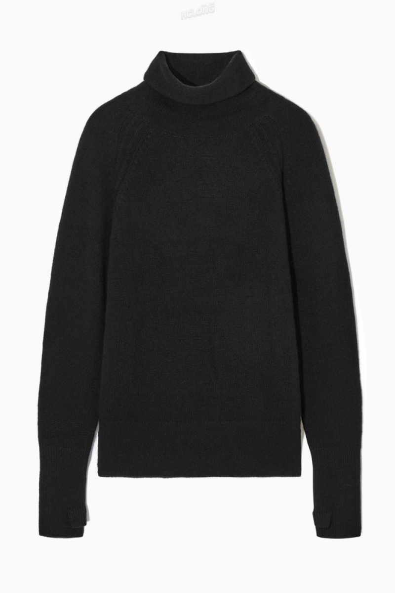 Black COS Pure Cashmere Turtleneck Jumper Knitwear & Cardigans | 923510-TEA