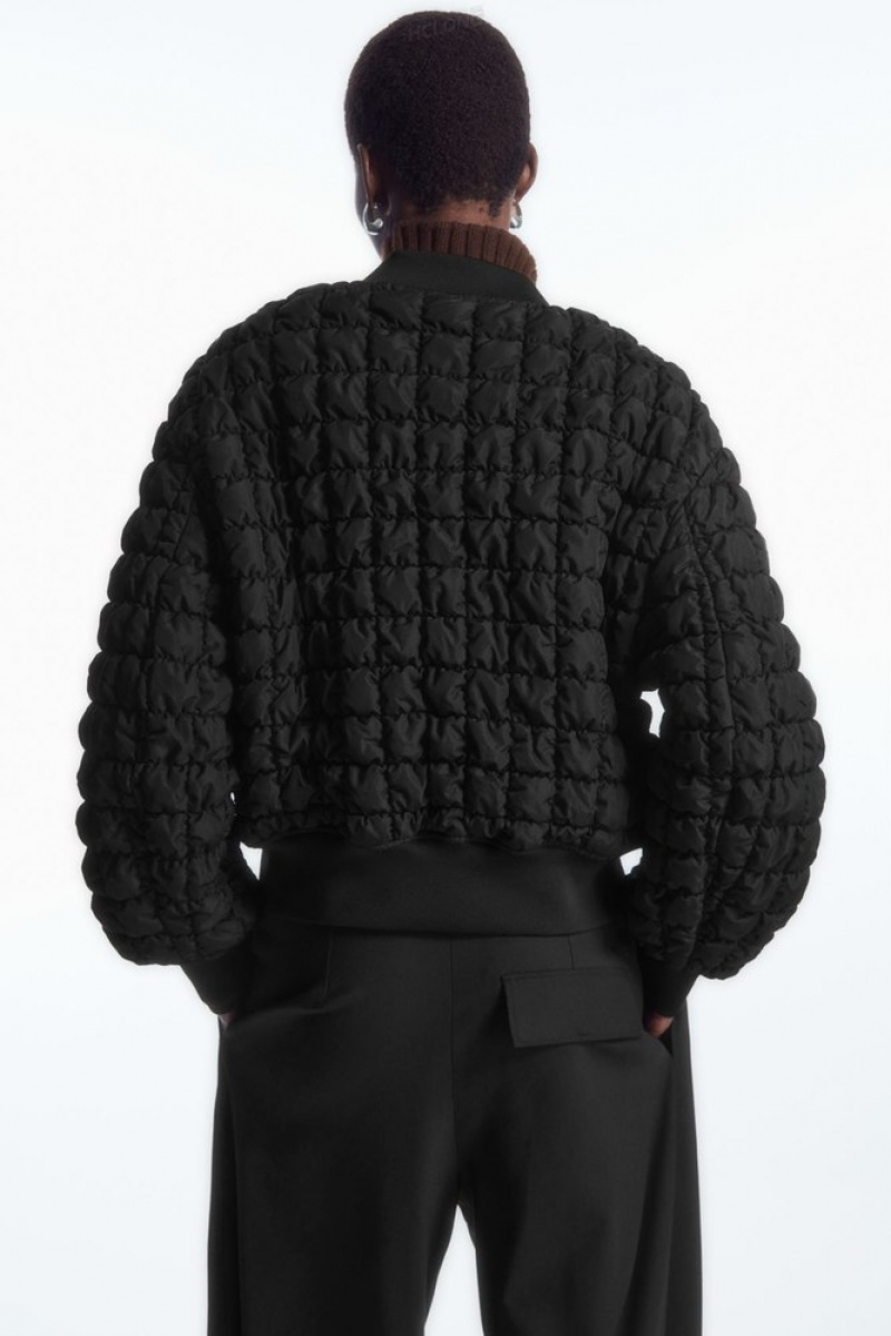 Black COS Quilted Bomber Jacket Coats & Jackets | 629437-CIM