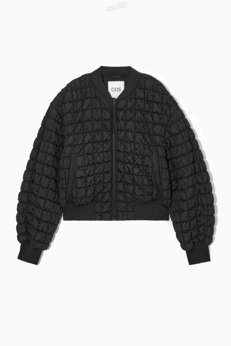 Black COS Quilted Bomber Jacket Coats & Jackets | 629437-CIM