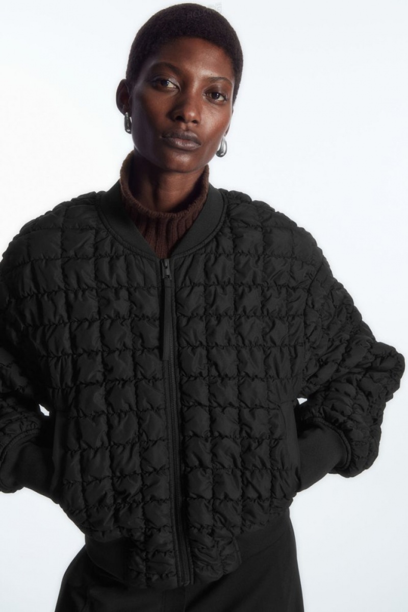 Black COS Quilted Bomber Jacket Coats & Jackets | 629437-CIM