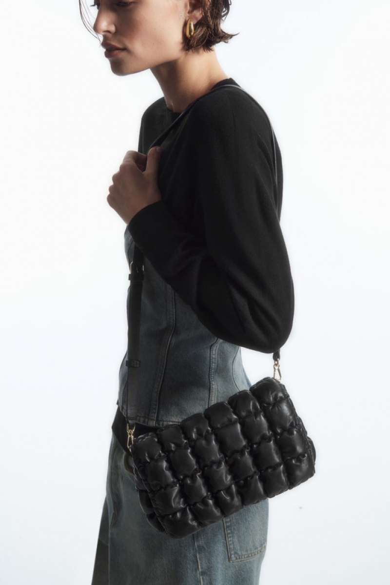 Black COS Quilted Crossbody - Leather Bags | 052638-WMZ