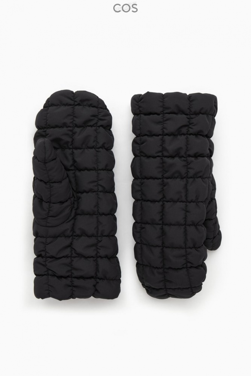 Black COS Quilted Mittens Gloves | 845097-CDL