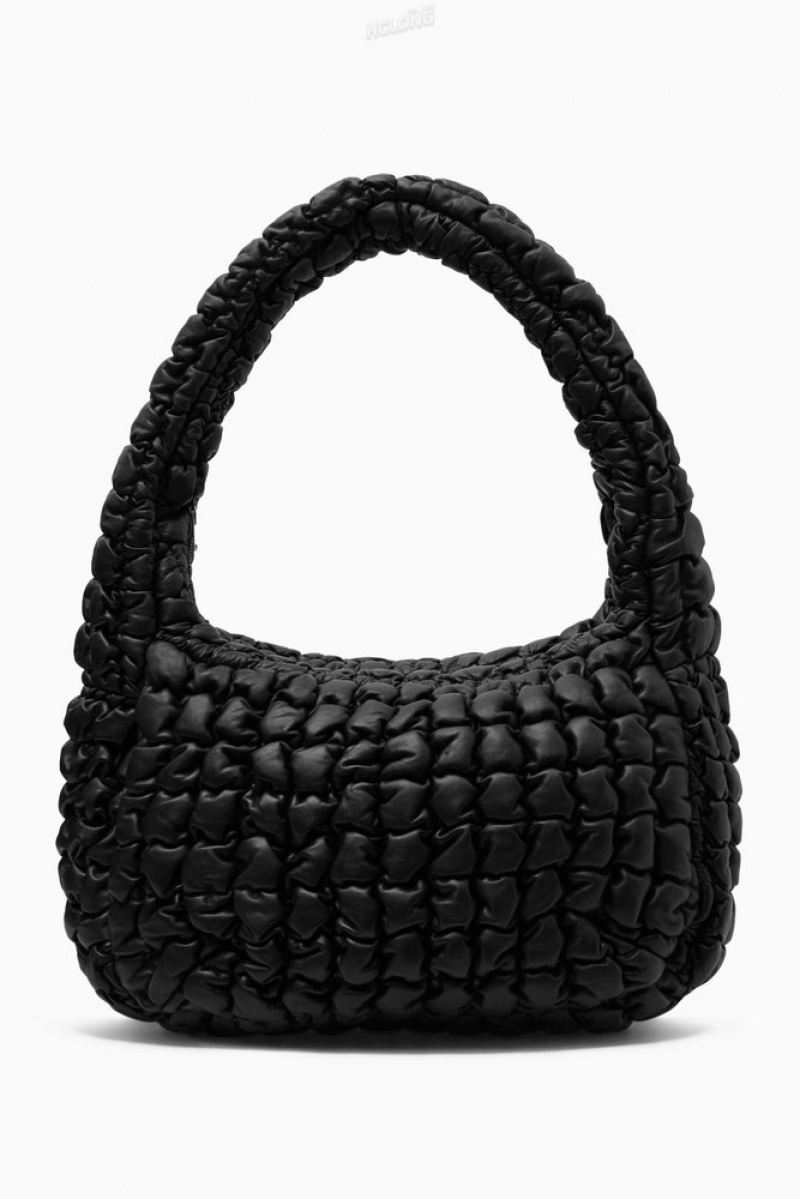 Black COS Quilted Oversized Crossbody Bag - Leather Bags | 750496-RNL