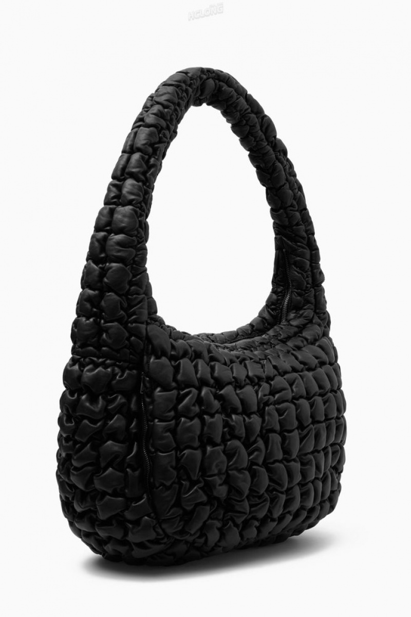 Black COS Quilted Oversized Crossbody Bag - Leather Bags | 750496-RNL
