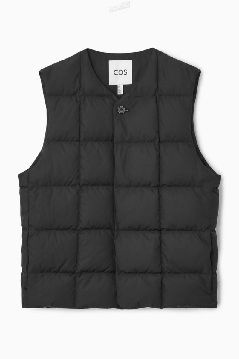 Black COS Quilted Padded Liner Gilet Coats & Jackets | 468731-VAL