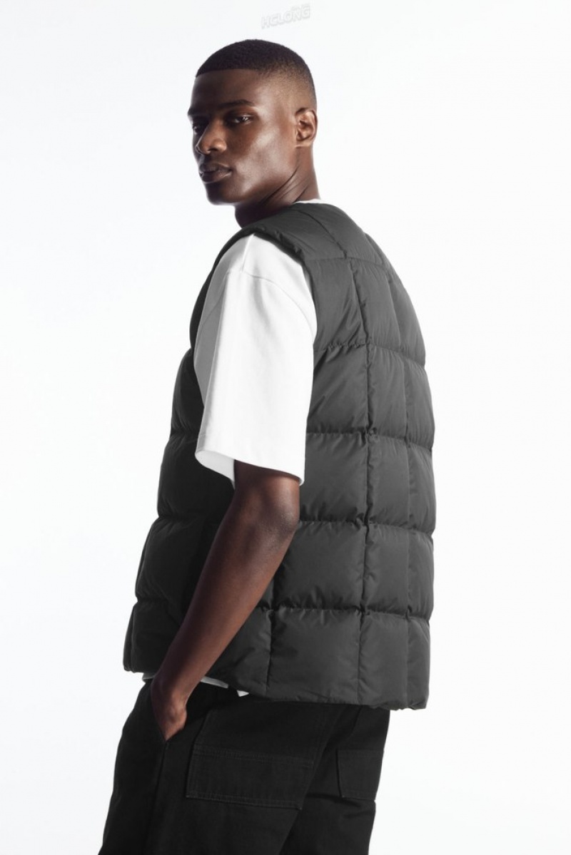 Black COS Quilted Padded Liner Vest Coats & Jackets | 860213-PGY