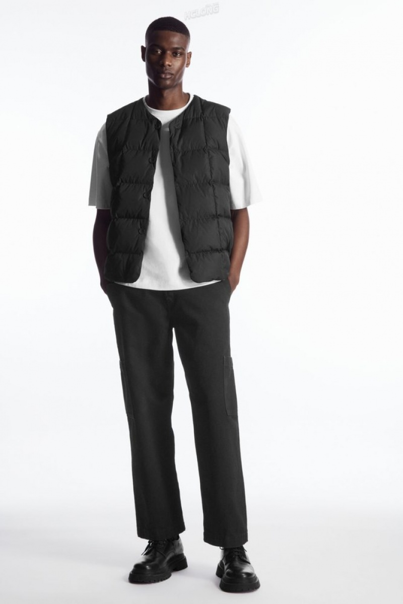 Black COS Quilted Padded Liner Vest Coats & Jackets | 860213-PGY