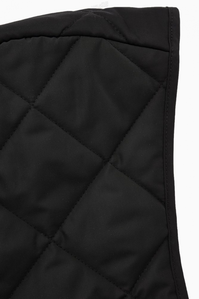 Black COS Quilted Tie-Front Hood Scarves | 298506-TXS