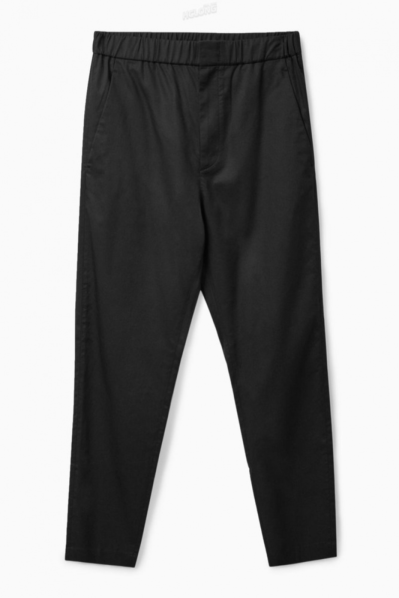 Black COS Regular-Fit Tapered Pants Pants | 019256-SRD