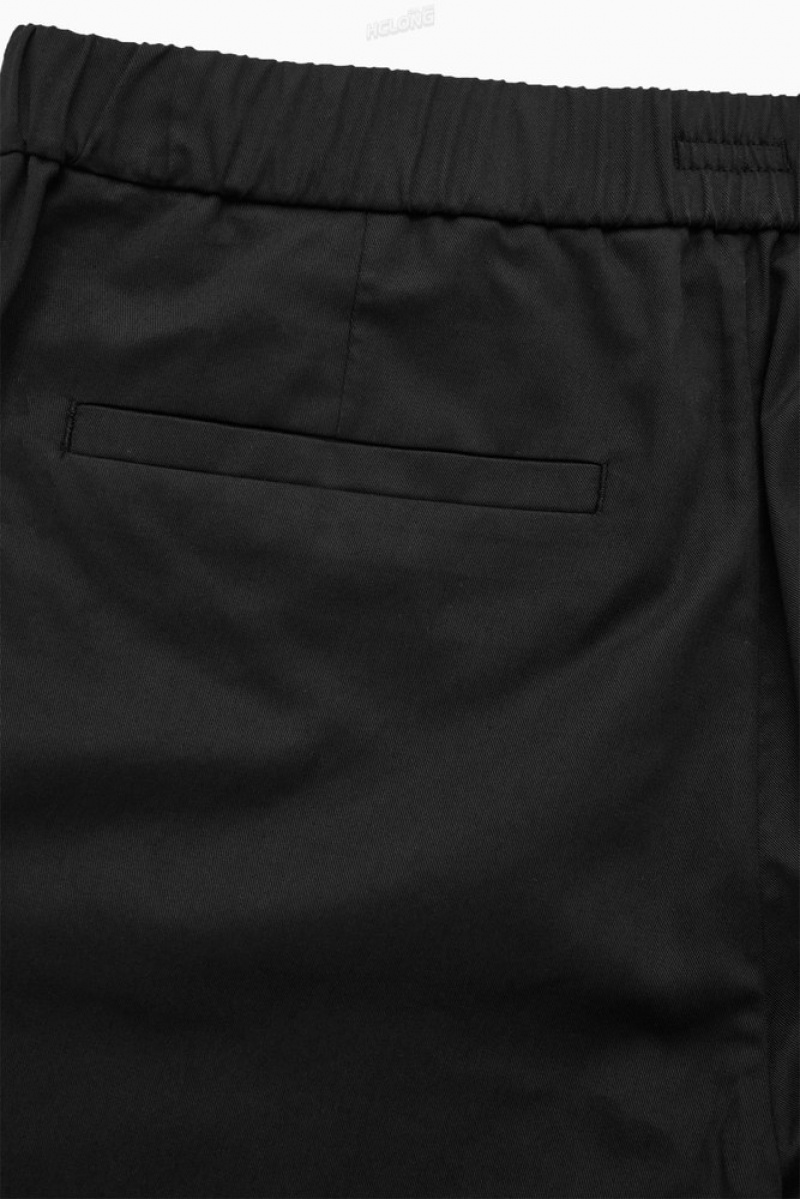 Black COS Regular-Fit Tapered Pants Pants | 019256-SRD