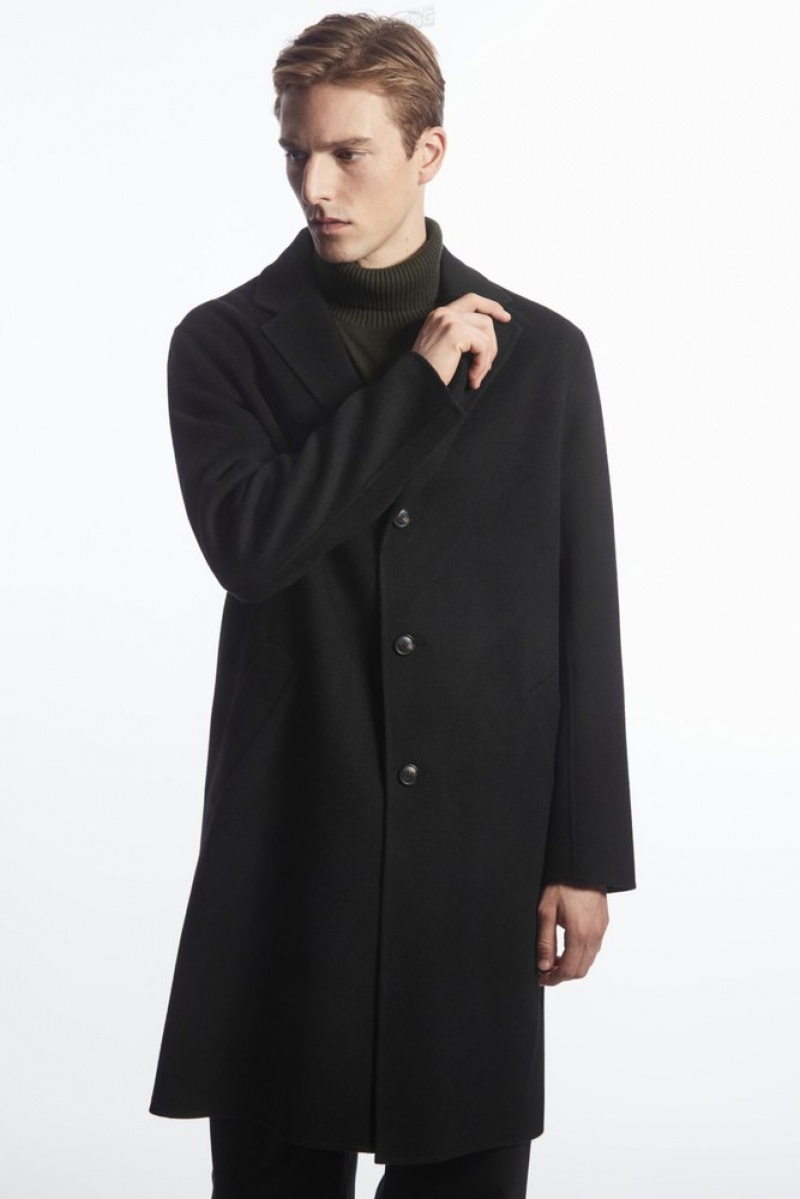 Black COS Relaxed-Fit Double-Faced Wool Coat Coats & Jackets | 057469-GLN