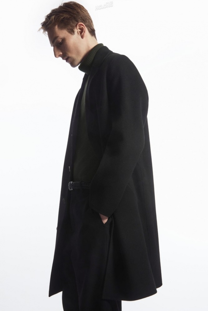 Black COS Relaxed-Fit Double-Faced Wool Coat Coats & Jackets | 057469-GLN