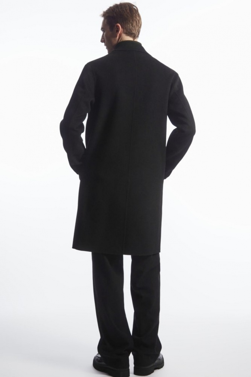 Black COS Relaxed-Fit Double-Faced Wool Coat Coats & Jackets | 057469-GLN