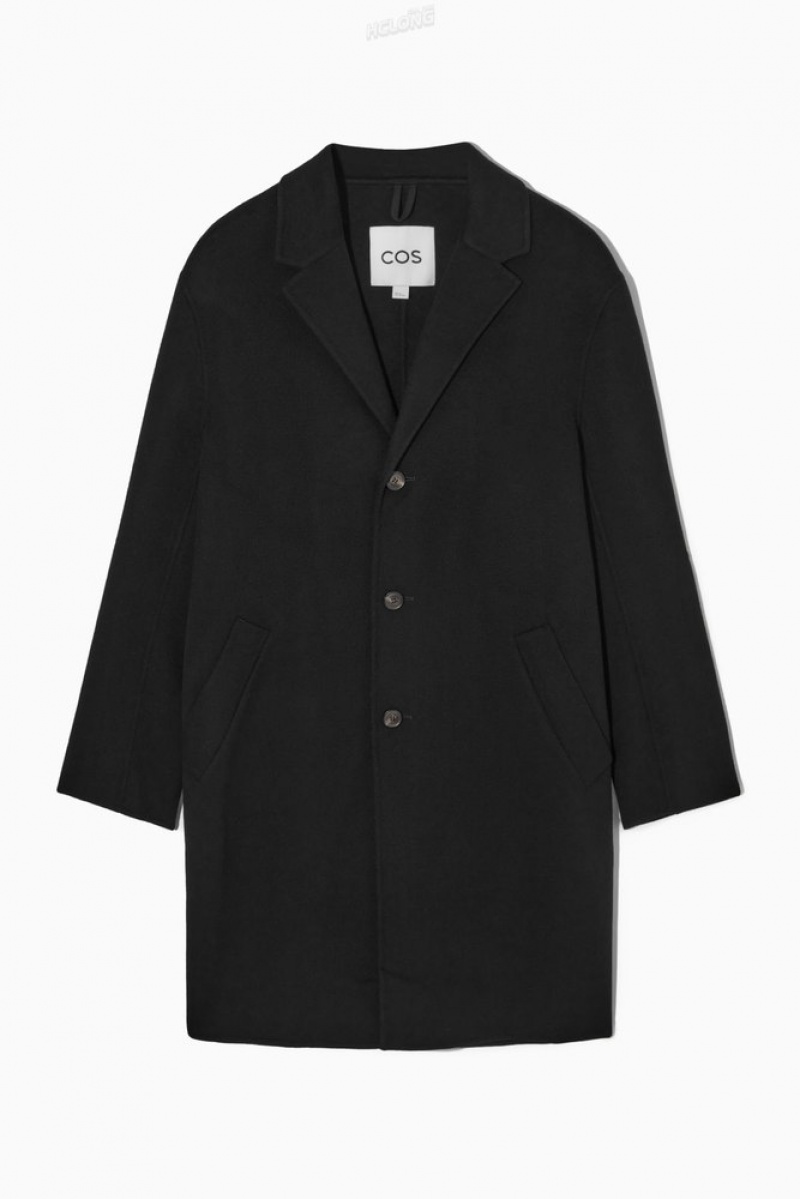 Black COS Relaxed-Fit Double-Faced Wool Coat Coats & Jackets | 057469-GLN