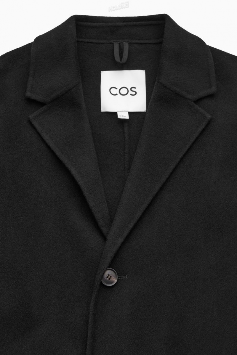 Black COS Relaxed-Fit Double-Faced Wool Coat Coats & Jackets | 057469-GLN