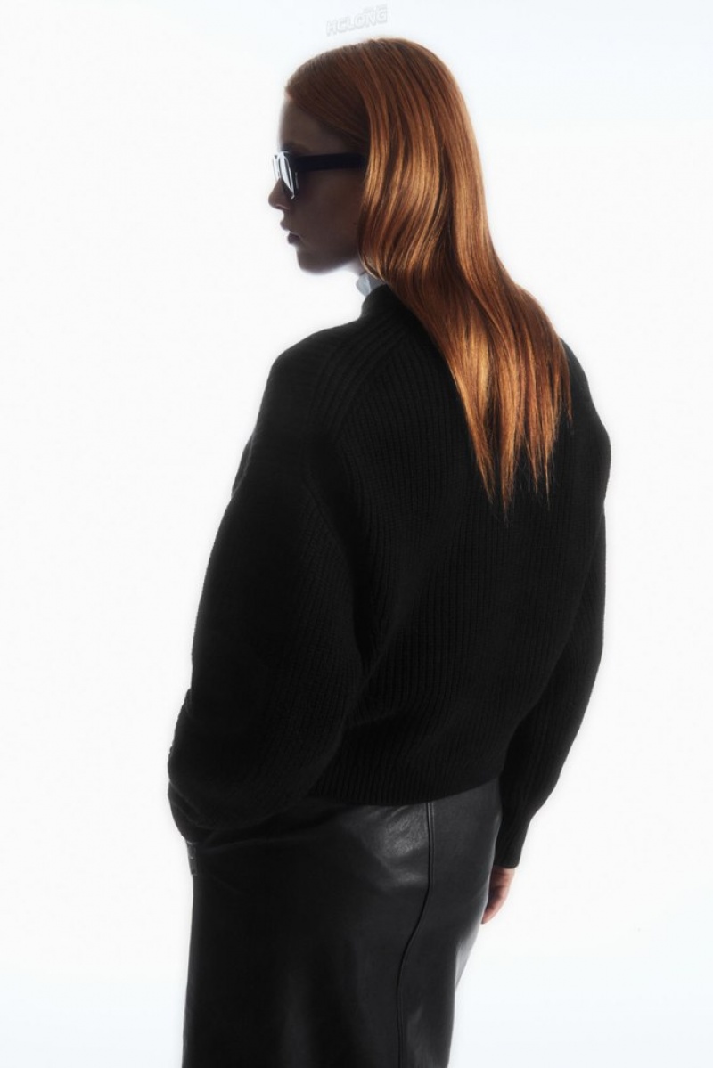 Black COS Ribbed Cashmere-Blend Jumper Tops | 265078-VMQ