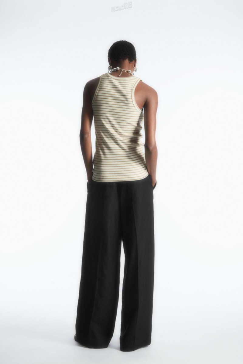 Black COS Ribbed Tank Top Tops | 145760-PTX