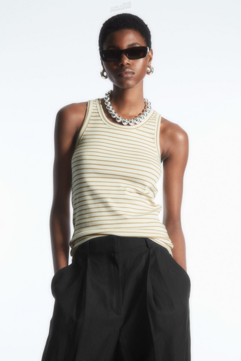 Black COS Ribbed Tank Top Tops | 145760-PTX