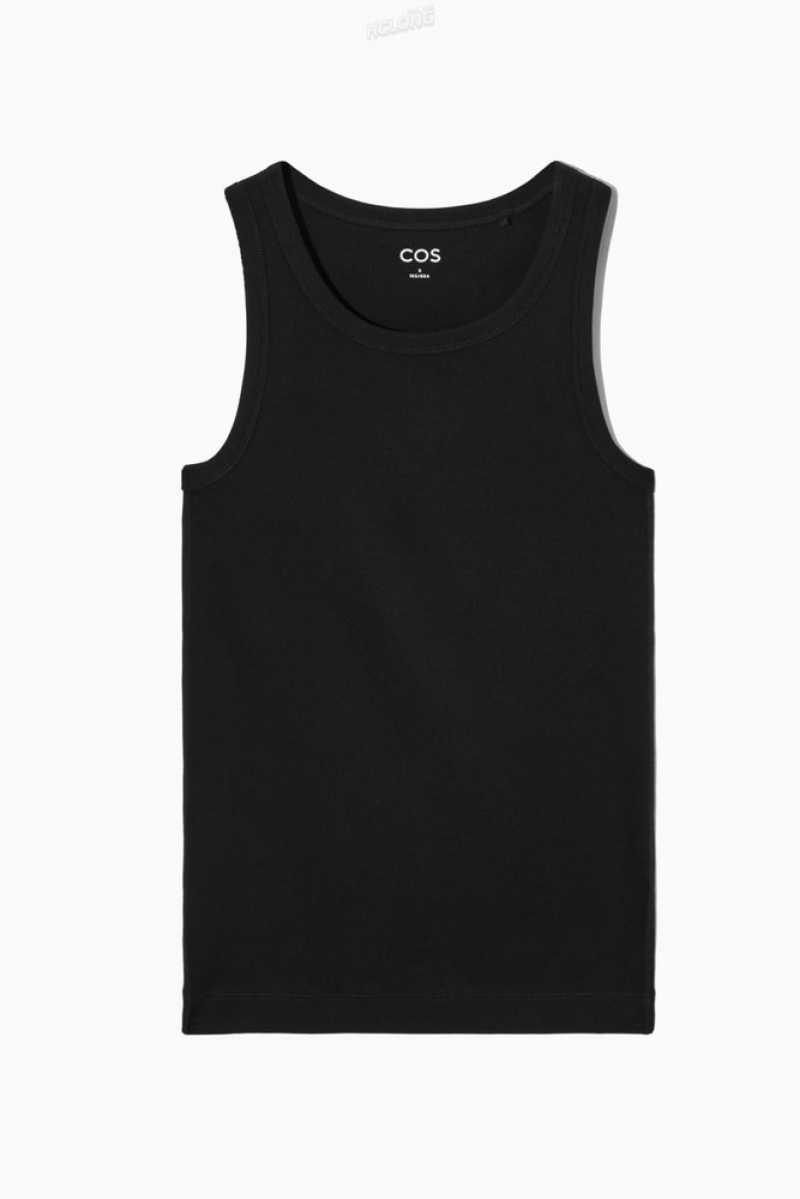 Black COS Ribbed Tank Top Tops | 652789-KIE