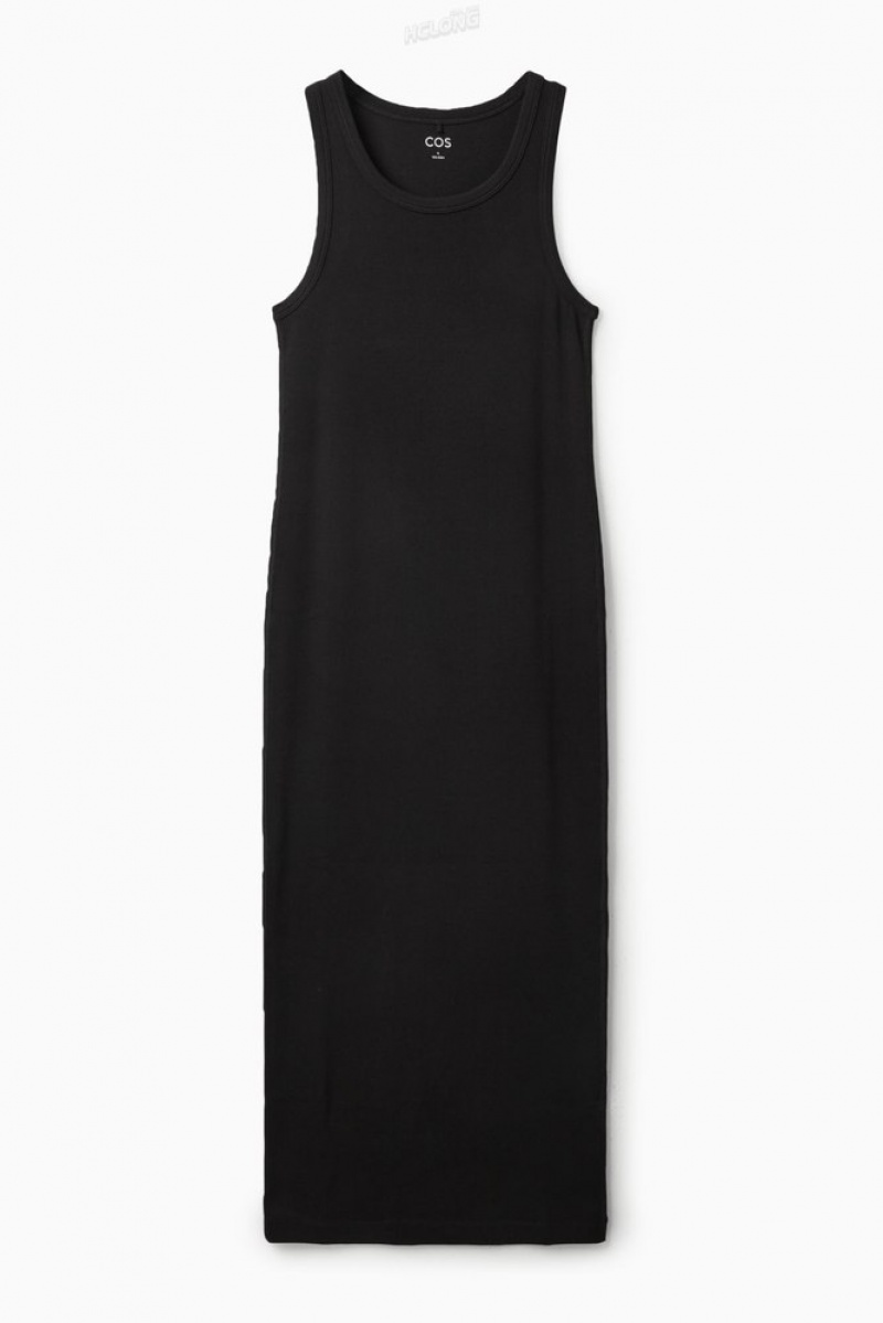 Black COS Ribbed Tube Dress Dresses | 140382-VLN