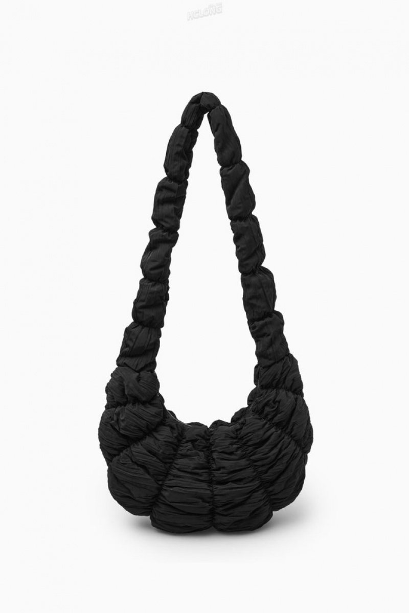 Black COS Ripple Crossbody Bags | 104968-OSQ