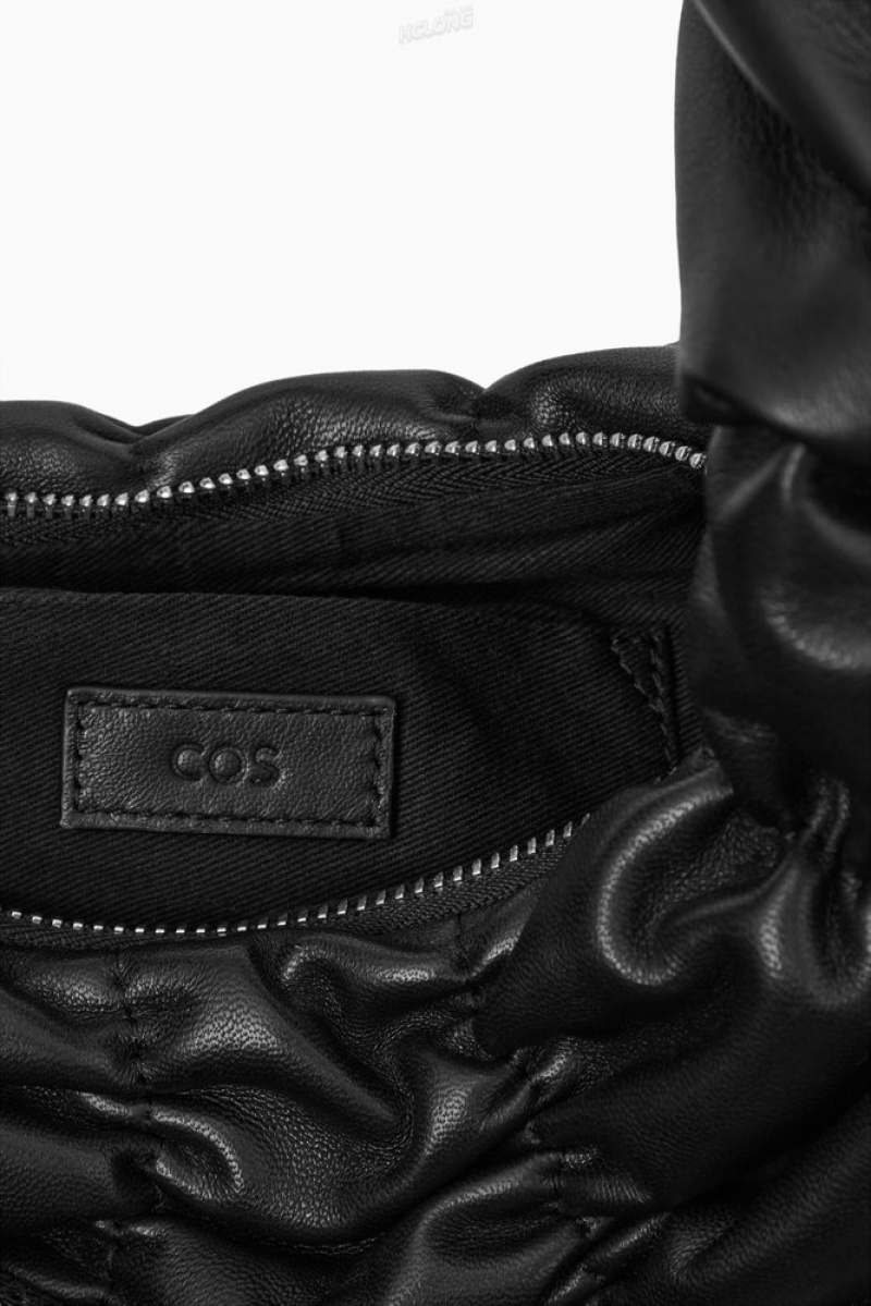 Black COS Ripple Shoulder Bag - Leather Bags | 358216-HRV