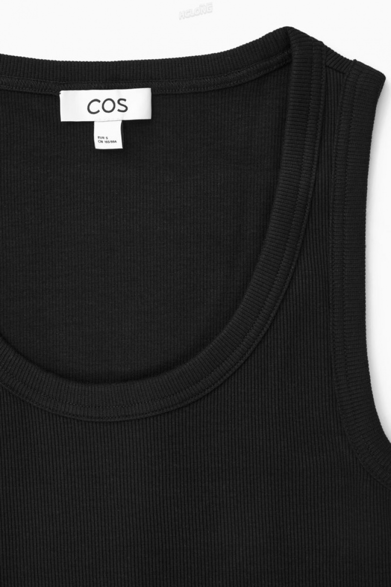 Black COS Scoop-Neck Ribbed Tank Top Tops | 180426-NVQ